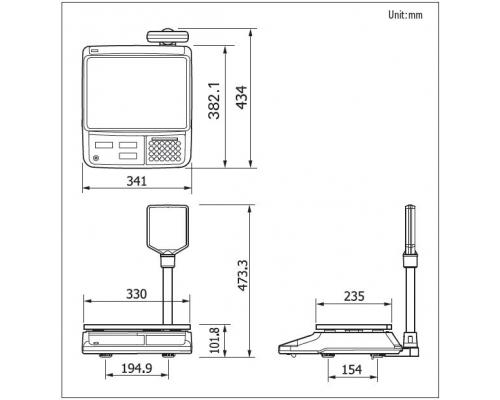 Торговые весы CAS PR-30B (LCD, II) RS
