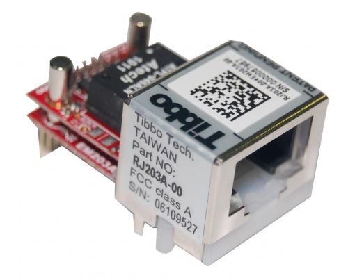 EM203+RJ203, Модуль преобразователя интерфейсов RS232-TCP/IP (с миниатюрными кварцевыми генераторами) с разъемом 100BaseT